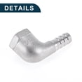 thumbnail image 6 of Unique Bargains Hose Barb Fittings for Air Water Oil Gas Fuel 90 Degree Elbow Barb Joint Silver Tone with 2 Clamps 1 Set 25/64" OD 3/8" BSPT Stainless Steel, 6 of 6