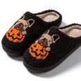 thumbnail image 3 of Pantuflas felpa bordadas con perro calabaza Halloween antideslizantes Likrtyny algodón engrosadas terciopelo negro 44-45, 3 of 9