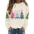 thumbnail image 2 of Chandail de Noël pour Femmes, Chandail à Capuche Imprimé de Noël, Col Rond, Manches Longues, Beige m, 2 of 5