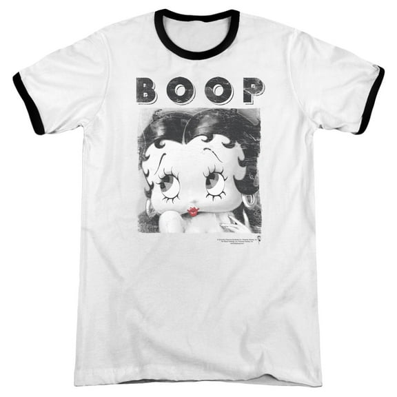 Betty Boop Not Fade Away Adult Ringer White Black