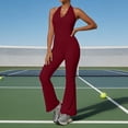 thumbnail image 6 of Cutuoiiu Womens Lace V-neck Halter Jumpsuit Backless Flared Pants Yoga Bodysuit for Workout Gifts, 6 of 6