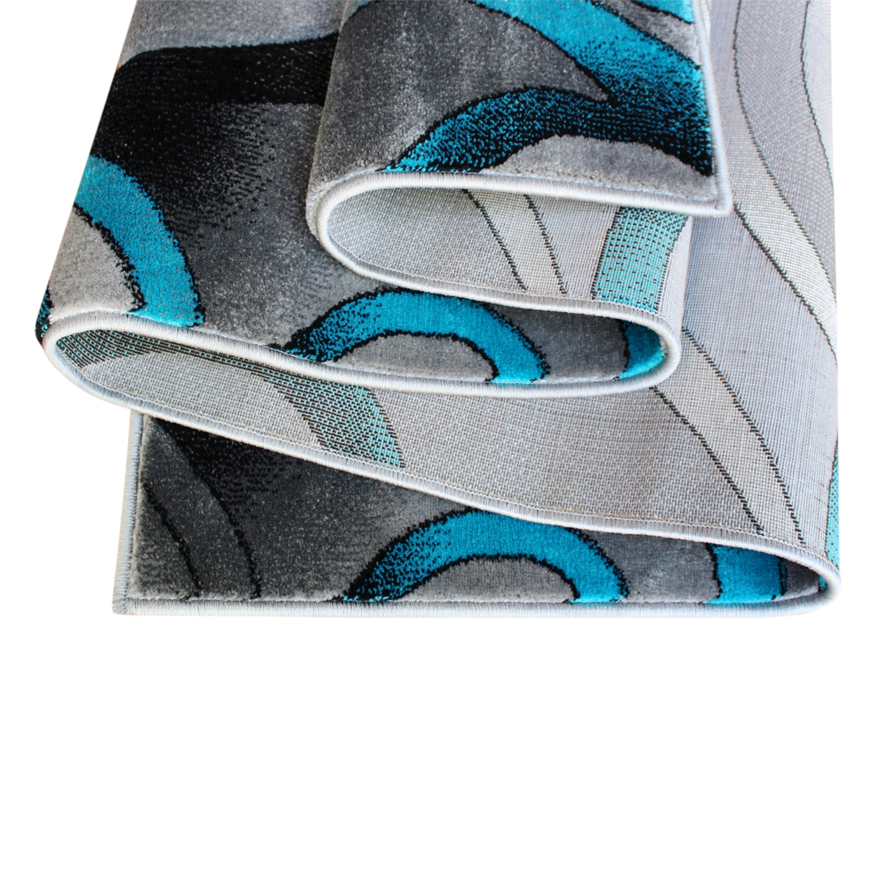 Flash Furniture Modern High-Low Pile Swirled 5' x 7' Turquoise Area Rug - Olefin Accent Rug