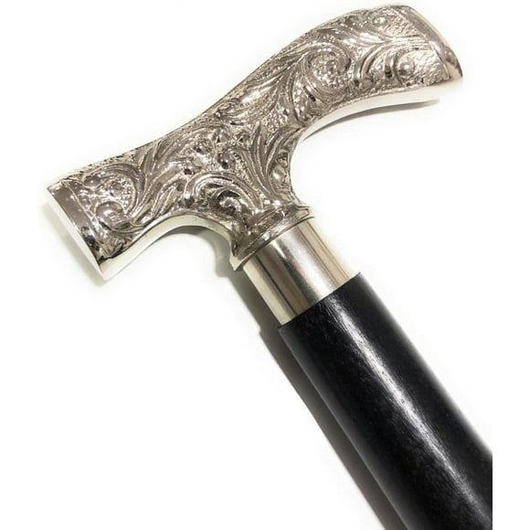 Antique Style Walking Stick Cane Silver Color Handle for Unisex Household - Sports & Outdoors, Trekking Perfect Handle Grip, Outdoor Universal Gifted Items