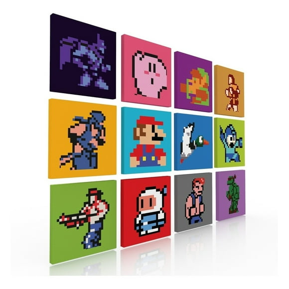 Set De 12 Cuadros Decorativos, Para Recamara Nintendo Retro Ideas Creativas  Cuadro sublimado en tela