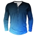 thumbnail image 2 of gbyLJF Men's Gradient Half-button Shirt Regular Fit Lightweight Long Sleeve Round Neck Top Casual Loose Half-open T-shirt, 2 of 4