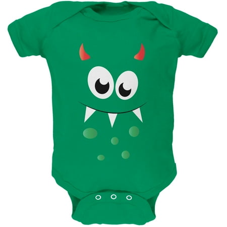 

Monster Face Kelly Green Soft Baby One Piece - 18-24 months