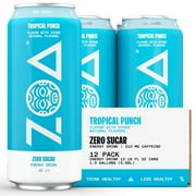 ZOA Zero Sugar Energy Drink, Tropical Punch, 16oz (12-Pack)