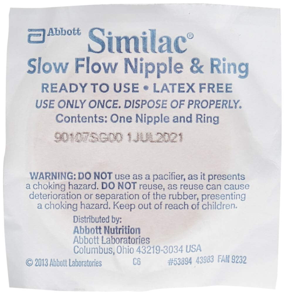Buy Similac Slow Flow Ready to Use Disposable Nipples and Rings Set of