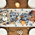 thumbnail image 7 of Pumpkins Maple Leaf Blue and White Porcelain 210 GSM Fall Table Runner, Seasonal Kitchen Dining Table Decoration for Home Party Decor 13x36 Inch, 7 of 7