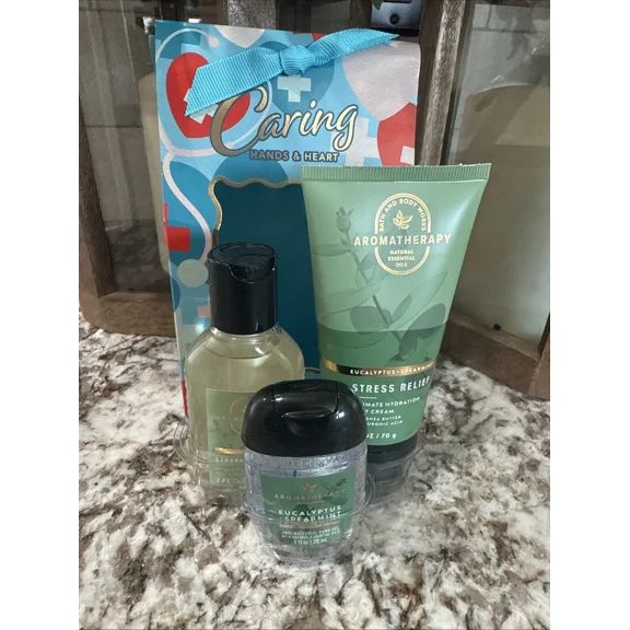Bath and Body Works Travel Gift Set Eucalyptus Spearmint CARING HEARTS ~ Nurses & Med Staff