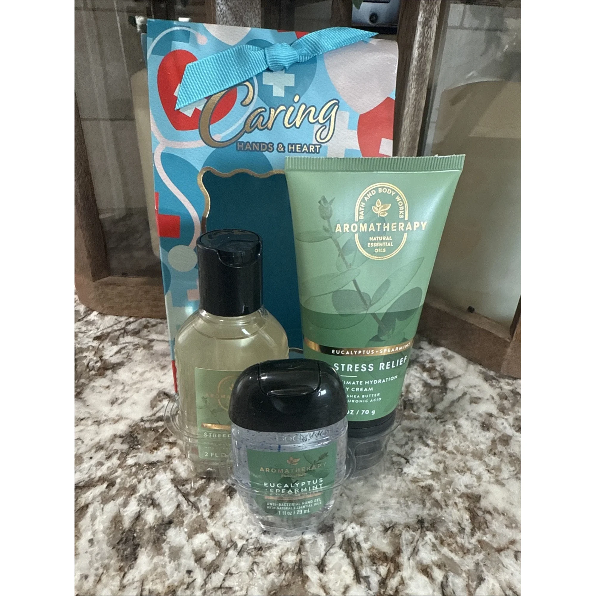 Bath and Body Works Travel Gift Set Eucalyptus Spearmint CARING HEARTS ~ Nurses & Med Staff
