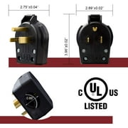 NEMA 6-30P & 6-50P, 30 & 50 Amp, 250 Volt, 3-Prong Grounded Heavy Duty Industrial Grade Right Angle Plug for Compressor, Ranges, Generator, Welders Replacement Plug,UL Listed