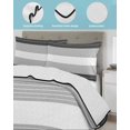 thumbnail image 4 of Black Grey Stripe Twin XL Size Down Alternative Comforter, Lightweight Comforter Quilt Bedding Set with Pillow Shams Modern Art Horizontal Striped All Seasons Bed Comforter Duvet Insert 68"x98", 4 of 7