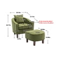thumbnail image 3 of Upholstered Accent Chair with Ottoman Set, Mid Century Linen Single Sofa Chair with Curved Backrest, Comfy Living Room Chairs with Thick Seat Cushion for Reading Room, Bedoom, Office, Olive, 3 of 7