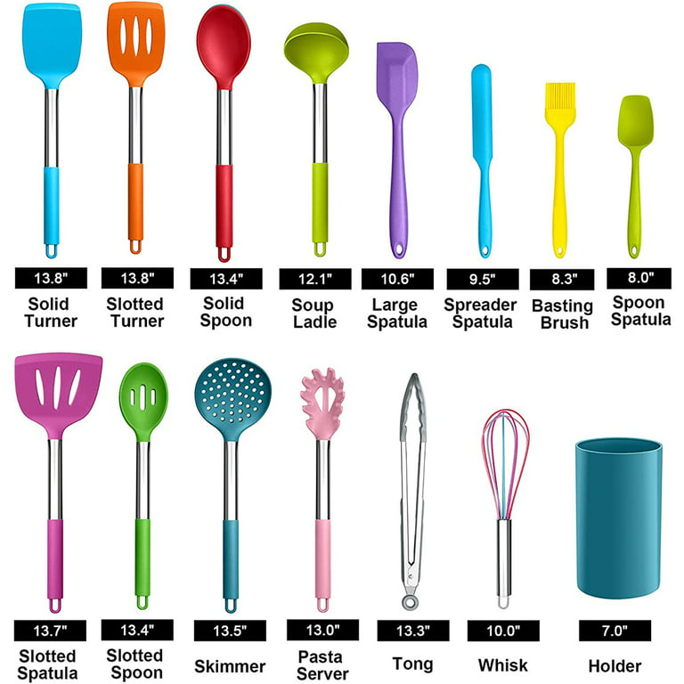 Silicone Cooking Utensils Set, PASUTEWEL 15 Piece Silicone Cooking
