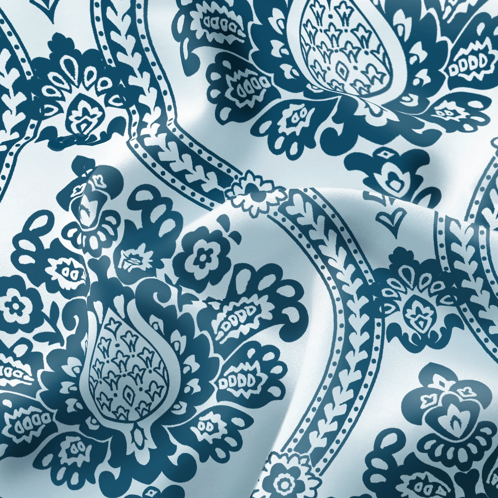 Exclusivo Mezcla 2-Piece Boho Damask Twin Comforter Set, Microfiber Bedding Down Alternative Comforter for All Seasons with 1 Pillow Sham, Navy Blue