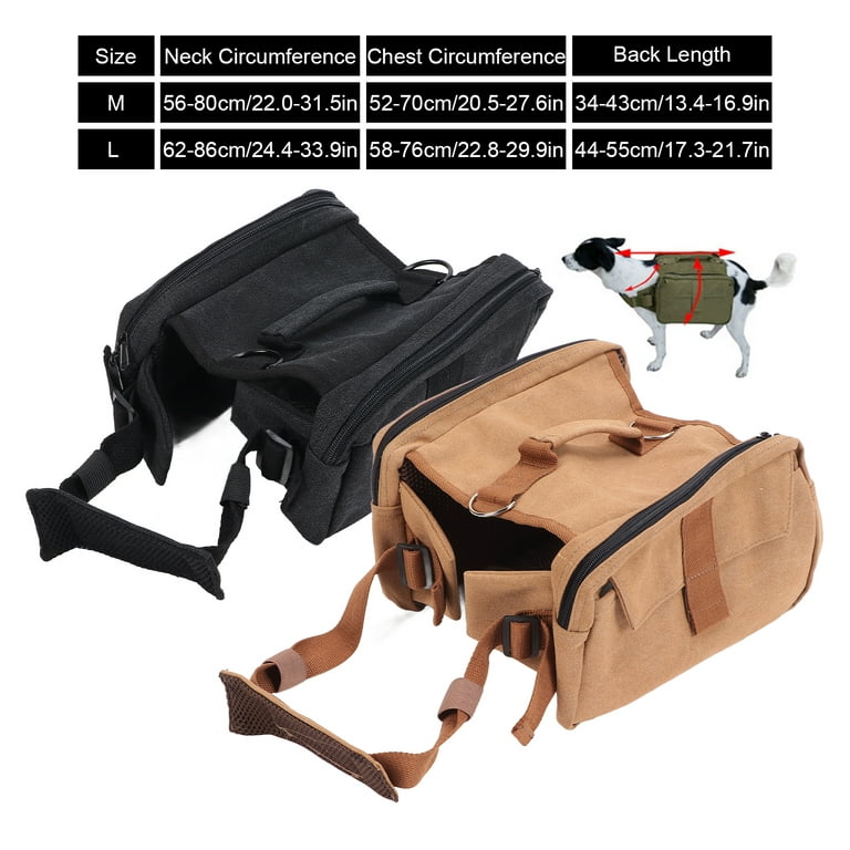 LIZEALUCKY 2 Colors Dog Saddle Bag, Large Capacity Camping Multifunctional  Pet Backpack with 4 Pockets for Medium and Large Dogs(2 Sizes) [M-khaki] 