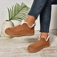 thumbnail image 5 of Willtoo Women's Cozy Fleece-Lined Slip-On Ankle Boots, Winter Suede Flat Plush Shoes, Casual Outdoor Fluffy Snow Warm Loafer Brown, 5 of 6