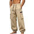 thumbnail image 2 of Blmnix Hiking Pants Men's Pants Low Waisted Cargo Carpenter Pants Baggy Jean Yellow Taper Ankle Summer Pants for Men,XXL, 2 of 9