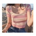 thumbnail image 4 of Camisetas de manga corta de punto acanalado NikouMX para mujer, 4 of 8