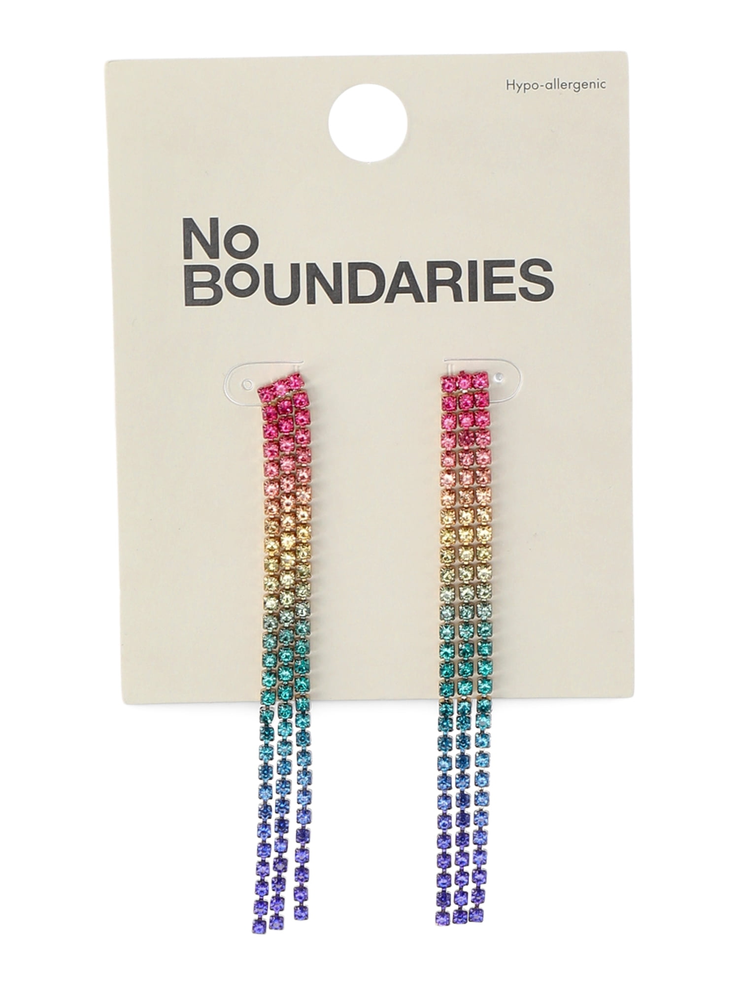 No Boundaries Linear Rainbow Rhinestone Earrings, Women’s