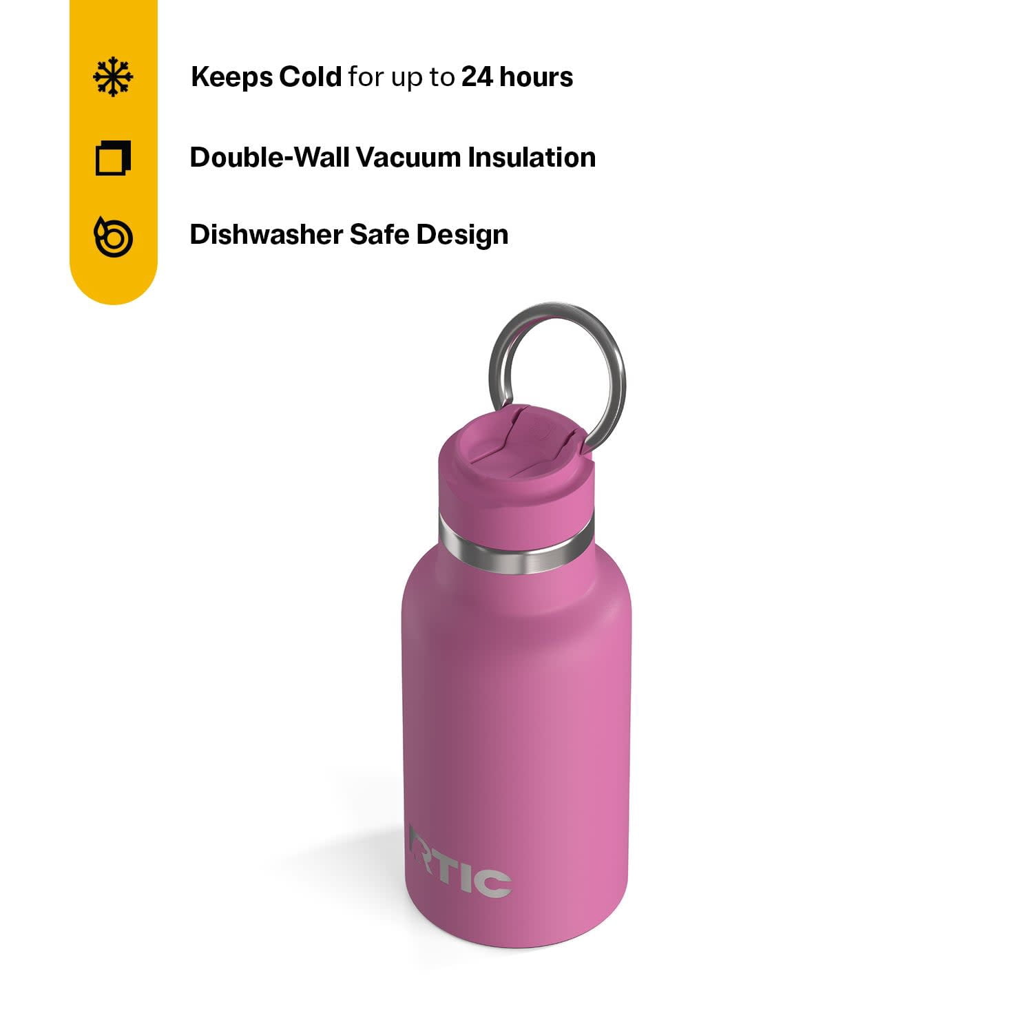 RTIC 12 oz Ceramic Lined Insulated Journey Water Bottle, Leak-Proof Lid, Orchid