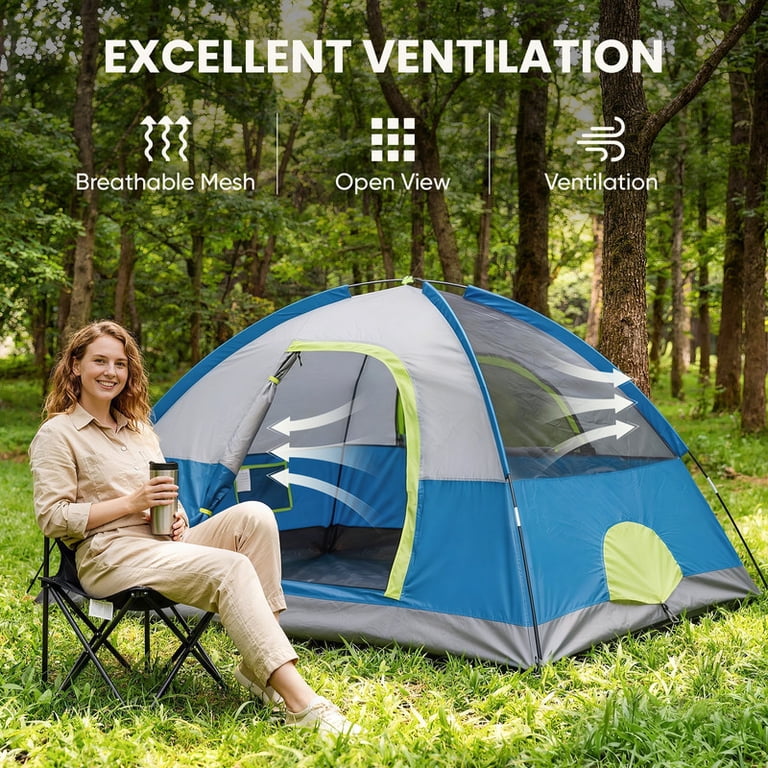 Gianna 4 Person Waterproof Camping Tent with Rainfly, Easy Setup