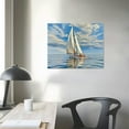 thumbnail image 3 of COMIO Coastal Sailing Boat Canvas Wall Art - Blue and White Nautical Picture for Living Room, Bedroom, or Bathroom Decor with Vertical Seaside Artwork, 3 of 4