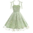 thumbnail image 6 of Lumtrix Girls Dresses Formal Party Wedding Tulle Sleeveless Embroidered Floral Contrast Mesh High Low Dress for 2-14 Y Mint Green 110-XS, 6 of 9