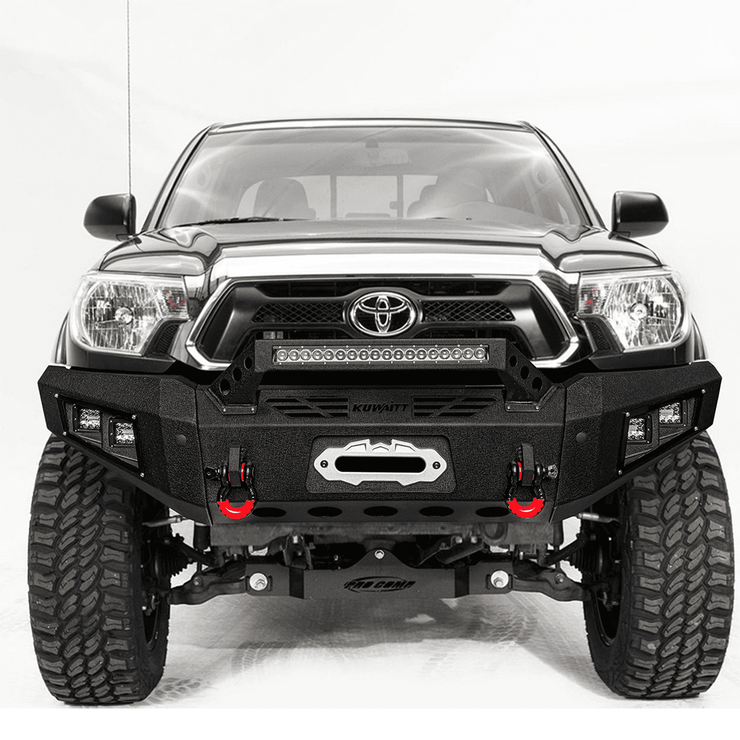 TIOYAR For 2005-2015 Toyota Tacoma Steel New Front and Rear Bumper With Winch Plate&Lights (Black Texture)