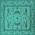 thumbnail image 1 of Ahgly Company Machine Washable Indoor Square Oriental Turquoise Blue Industrial Area Rugs, 3' Square, 1 of 4