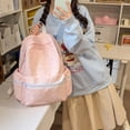 thumbnail image 5 of Floral School Backpack with Zippered Side Pocket, Multi-pocket Schoolbag, Waterproof Bookbag for Women College (Pink), 5 of 6