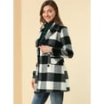 thumbnail image 2 of Abrigo De Cuadros De Invierno Doble Botonadura Solapa Con Muesca Para Mujeres Blanco Negro XL, 2 of 6