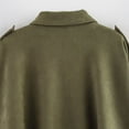 thumbnail image 2 of Women's Tops - New Suede Pilot Jacket, Casual Collared Pilot Short Jacket , Loose-Fit Biker Jacket, Relaxed Oversized Long Sleeve Fashion Streetwear - Green, 2 of 8