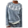 thumbnail image 2 of Lightweight Sweaters for Women Loose Comfortable Fair Isle Crew neck Sweater Vintage Printed Fall Winter Business Casual Outfits Pullover Knit Tops, 2 of 9