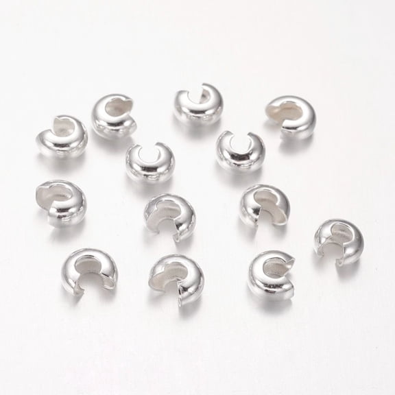 Brass Crimp Beads Covers Nickel Free Silver color Plated Size: 5mm In Diameter Hole: 1.5~1.8mm