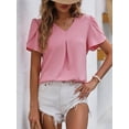 thumbnail image 4 of 2024 Summer Women's Casual V-neck Chiffon Bud Sleeve Temperament Top, 4 of 8
