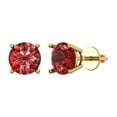 thumbnail image 2 of 3 Ct Round Cut Studs Red Natural Garnet 18K Yellow Solid Solid Gold Everyday Dainty Earrings Screw Back, 2 of 7