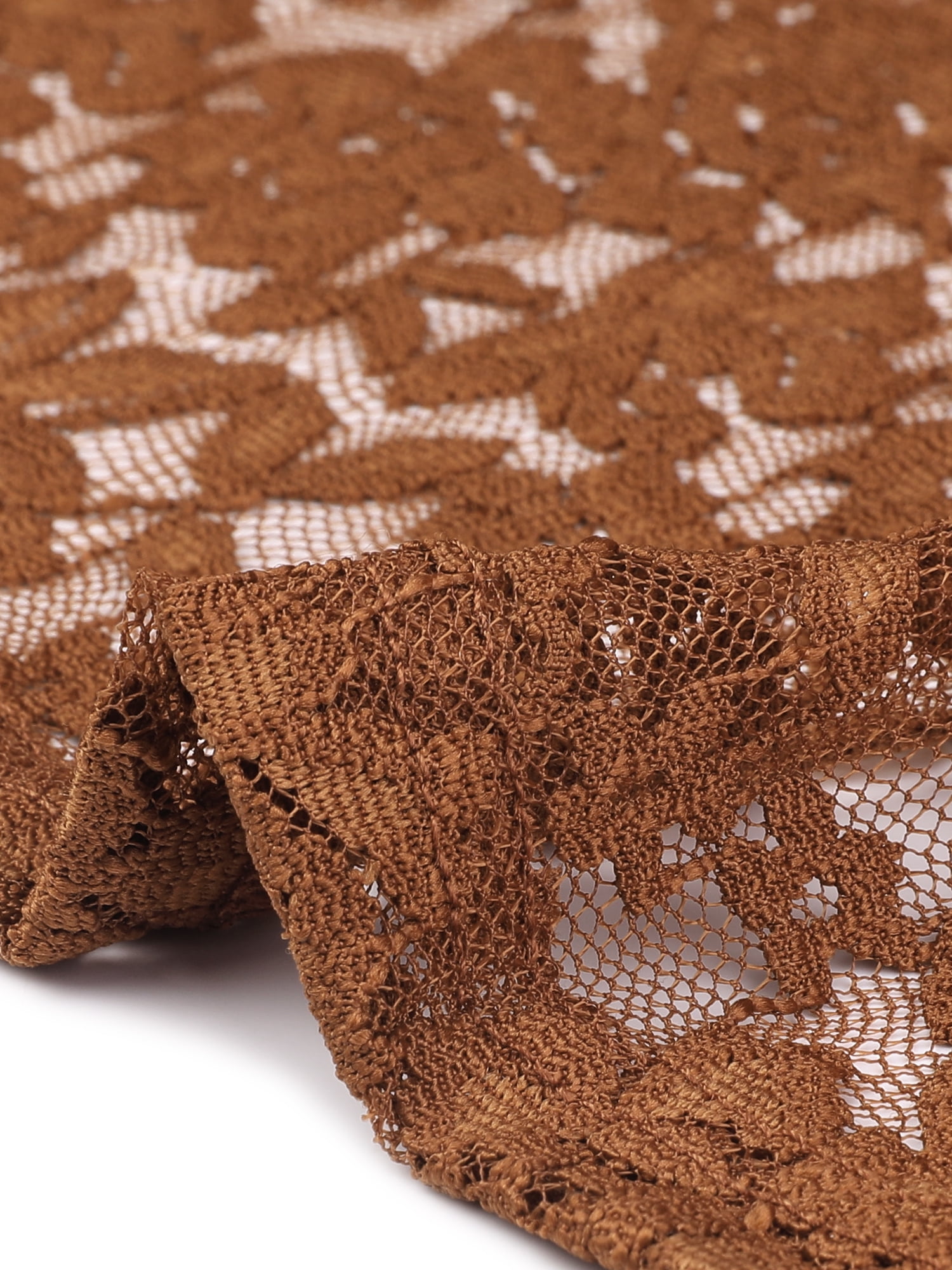 DARING DIVA Women's Plus Size Lace Crochet 3/4 Sleeve Cover Up Jacket 3X Brown