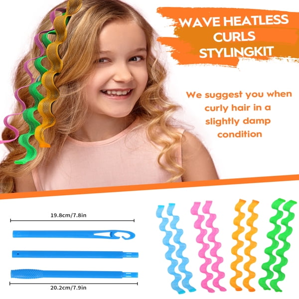 30 Pcs Heatless Hair Curlers Wave Curls Styling Kit with 2 Pcs Styling Hooks, No Heat Hair Curlers for Women Girls