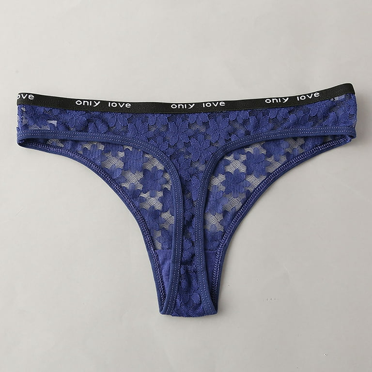 Aayomet Panties For Women Women G String Lace Thongs T Back Panties Thong  Female Underwear Fashion Letter Panty Girls Underwear,Blue S 