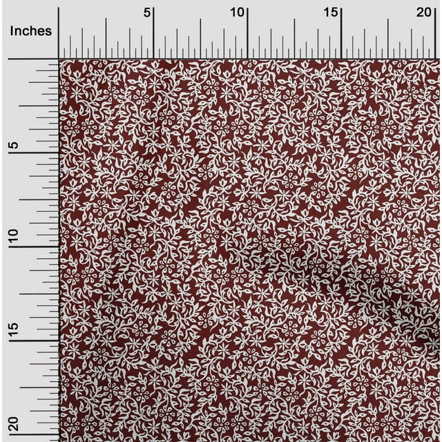 oneOone Cotton Poplin Fabric Leaves & Floral Block Print Fabric BTY 56 Inch Wide