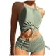 thumbnail image 2 of Trajes de baño Amzcrzy Tankini para mujer, trajes de baño, trajes de baño, bikini para mujer, traje de baño de bikini sin espalda con cuerpo dividido de color sólido, verde menta, L, 2 of 5
