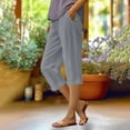 thumbnail image 2 of Zszcpp High Waisted Shorts Women Linen Baggy Versatile Softable Stylish Cotton Knee Length Pure Color Trousers Casual Trouser, 2 of 4
