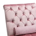 thumbnail image 6 of Chaise Lounge Indoor with Bolster Pillow, Velvet Accent Sleeper Chair with Button Tuftede and Nail Head Trim, Single Sofa Chair for Living Room, Bedroom, Pink, 6 of 7