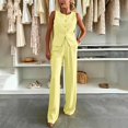 thumbnail image 7 of Busydd Business Casual Outfits for Women Round Neck Button Front Vest and Pant Suits Fall Fashion Solid Color Two Piece Sets S, 7 of 7