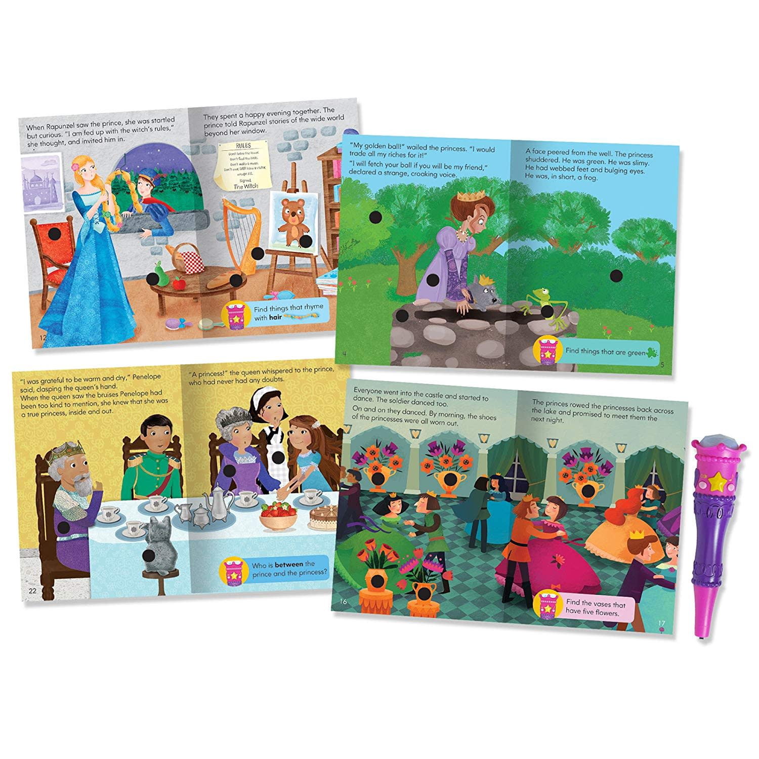 Educational Insights Hot Dots Jr Princess Fairy Tales - Interactive Storybook Set with Electronic Pen, Preschool Workbook, Toddlers Ages 3 and up
