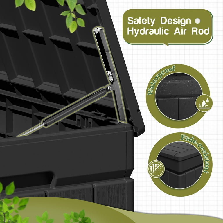Vineego Classic Outdoor Weatherproof 82 gal Resin Deck Box, Black