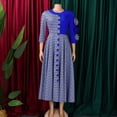 thumbnail image 3 of AURA Plus Size Printed Patchwork A Line Midi Dress Round Neck 3 4 Sleeve High Waist Elegant Work Dress, 3 of 10