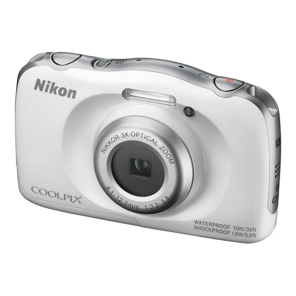 Nikon Coolpix W100 - Digital camera - compact - 13.2 MP - 1080p / 30 fps - 3x optical zoom - Wi-Fi, Bluetooth - underwater up to 30ft - white